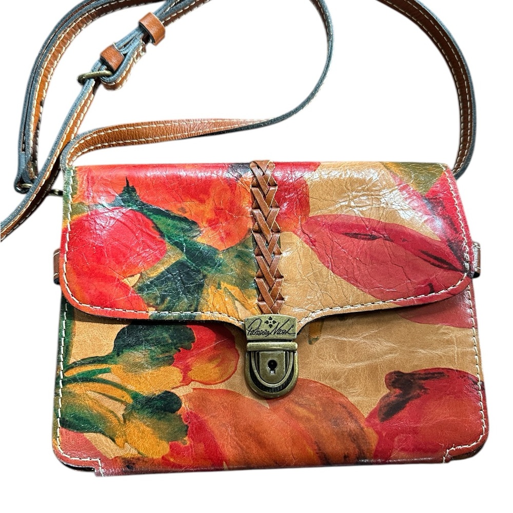 Patricia Nash Multicolor Floral Print Leather Crossbody Bag, vintage
